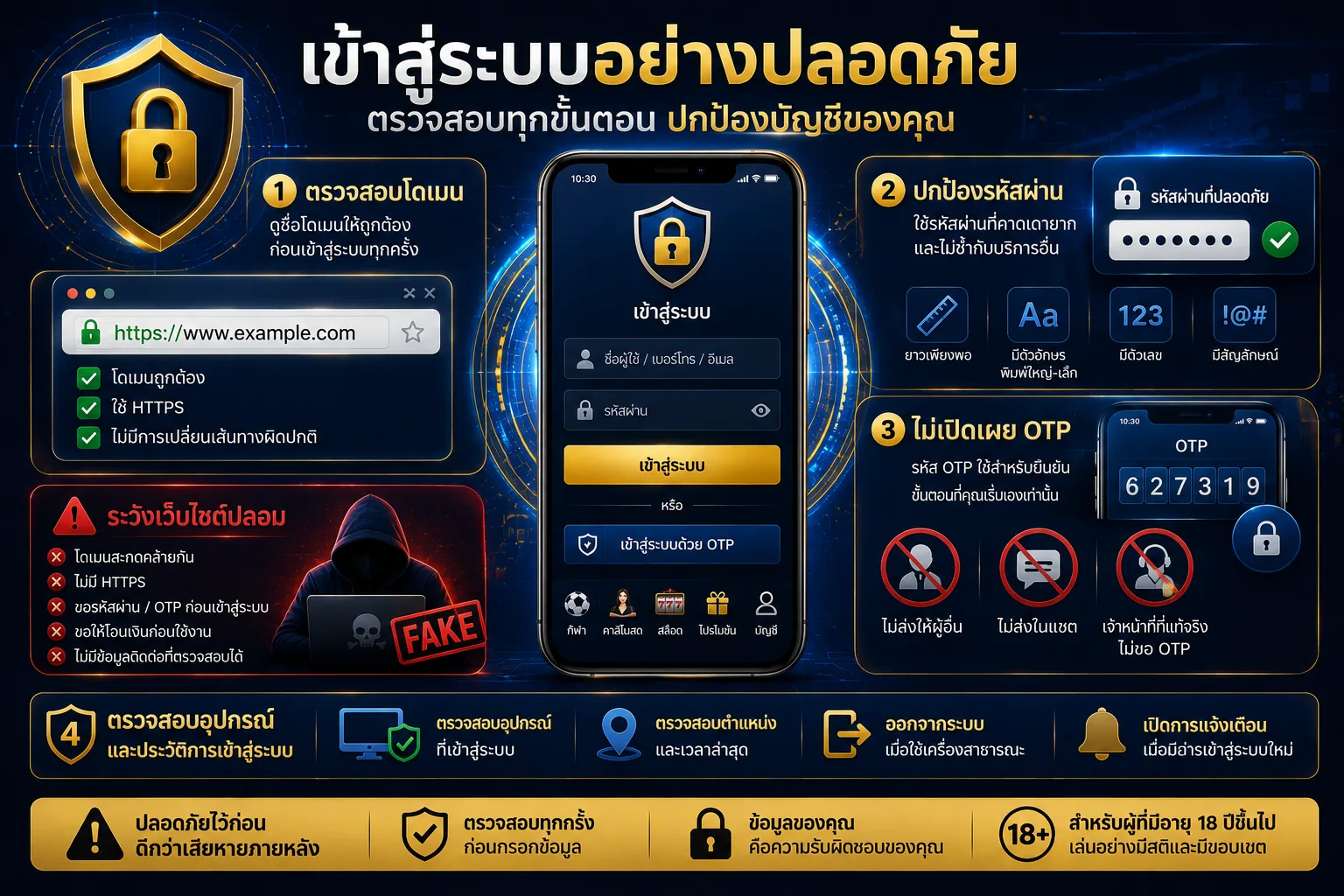 ตรวจสอบโดเมน ปกป้อง OTP และบัญชี